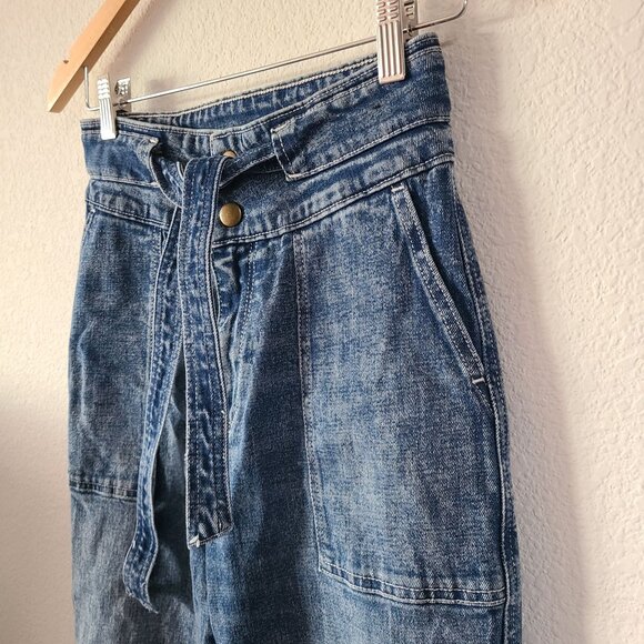 Abercrombie & Fitch US Women's Sz 4 Ultra High Rise Straight Leg Jeans Tie Waist - Picture 2 of 10